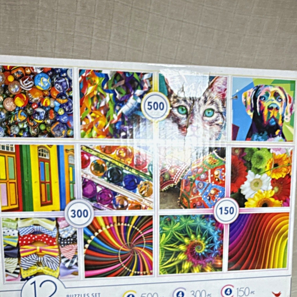 10 Mini Art Jigsaw Puzzles Set Multicolor 150 300 500 Pc Interlocking Cardboard